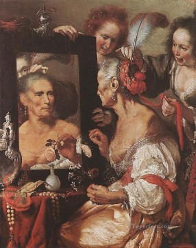  Bernardo Pintura al %C3%B3leo - Anciana ante el espejo del barroco italiano Bernardo Strozzi